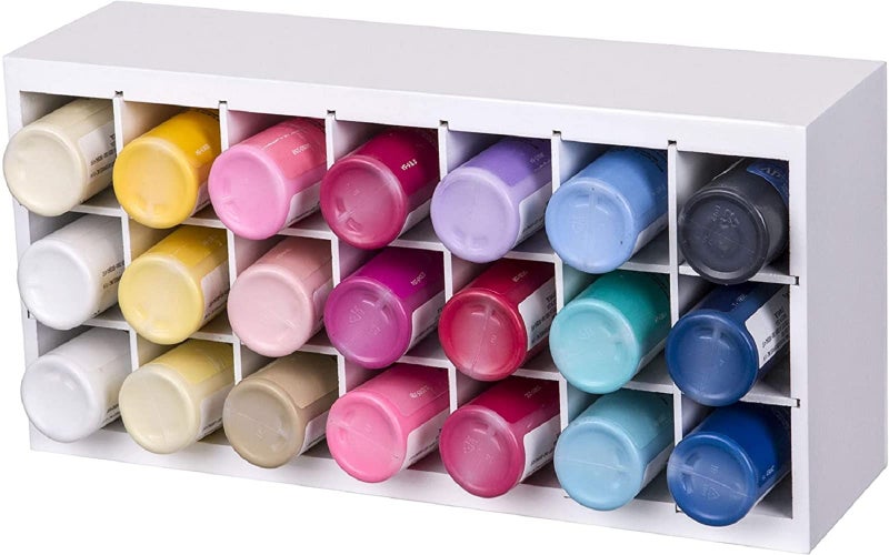 ArtBin 6828AG Paint Storage Tray, Art & Craft Supply Storage, Super Satchel System Accessory, Wall Mountable 21 Compartment Paint Organizer, White - Image 1
